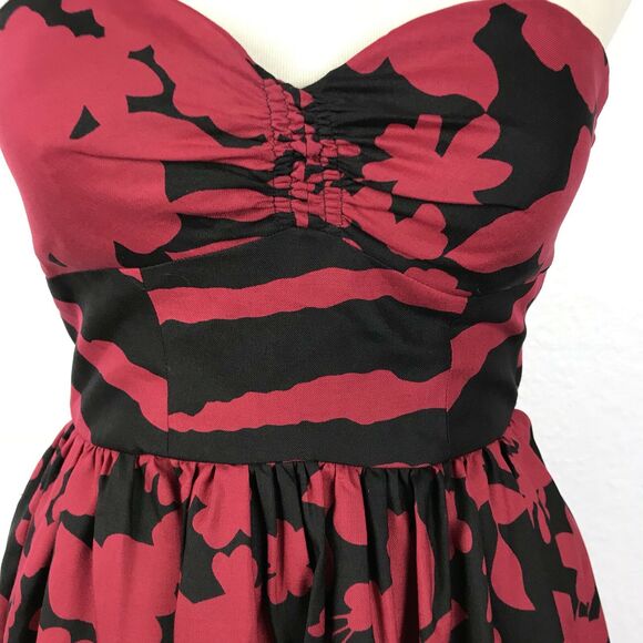 Tibi Vintage Dress Silk Wool Floral Print Fit Flare Strapless - Picture 3 of 9